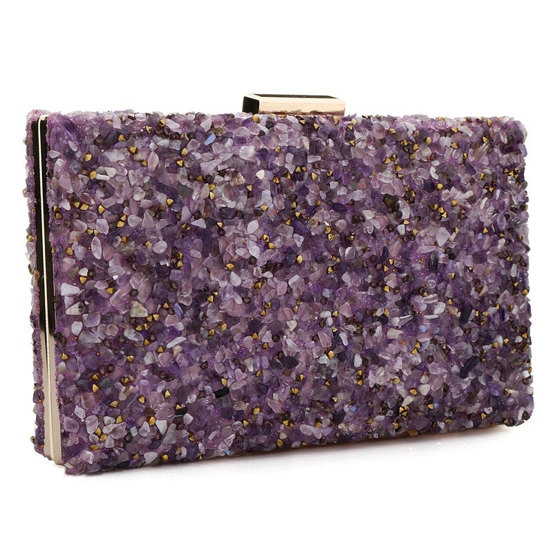 EROUGE Purple Clutch Purses for Women Elegant Lavender Evening Purse for Wedding Party - Image 3